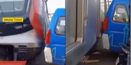 Angkot Nyaris Terserempet KRL di Tambora