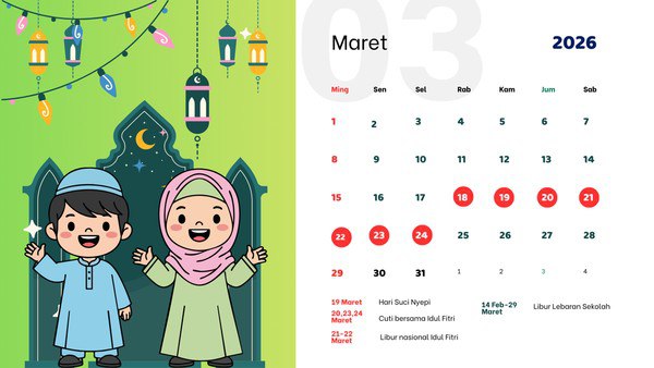 Lengkap! Jadwal Libur Sekolah dan Cuti Bersama Lebaran 2026