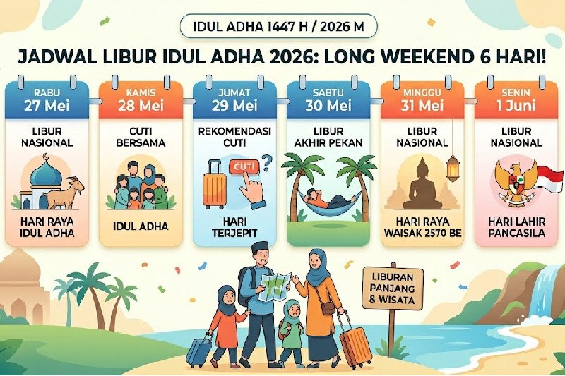 FIX Libur Panjang! Iduladha 2026 Berpotensi Jadi Mega Long Weekend 6 Hari, Catat Tanggalnya