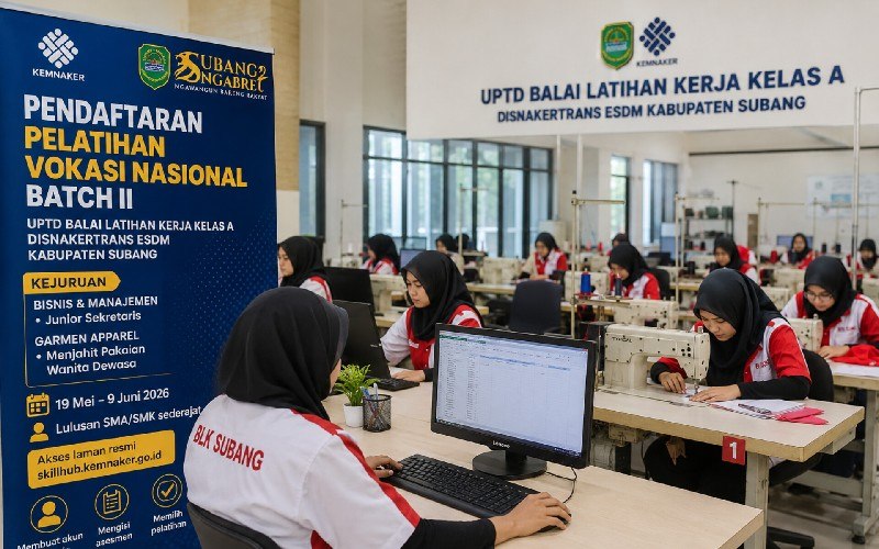Tingkatkan Keterampilan dan Kompetensi, Disnaker Subang Buka Pendaftaran Pelatihan Vokasi Nasional Batch II