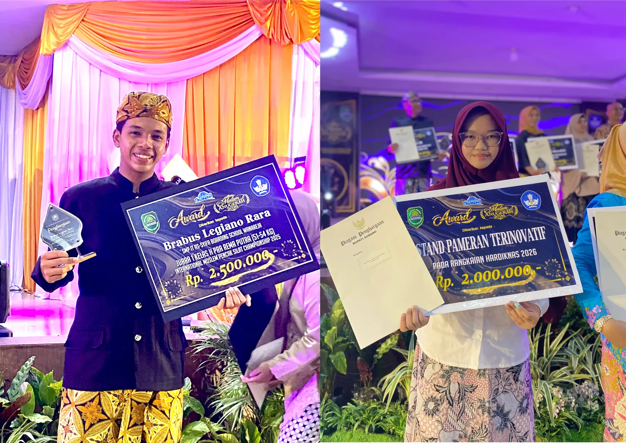 Murid dan BEM SMPIT As-Syifa Boarding School Wanareja Raih Penghargaan pada Malam Anugerah Hardiknas 2026 Kabupaten Subang