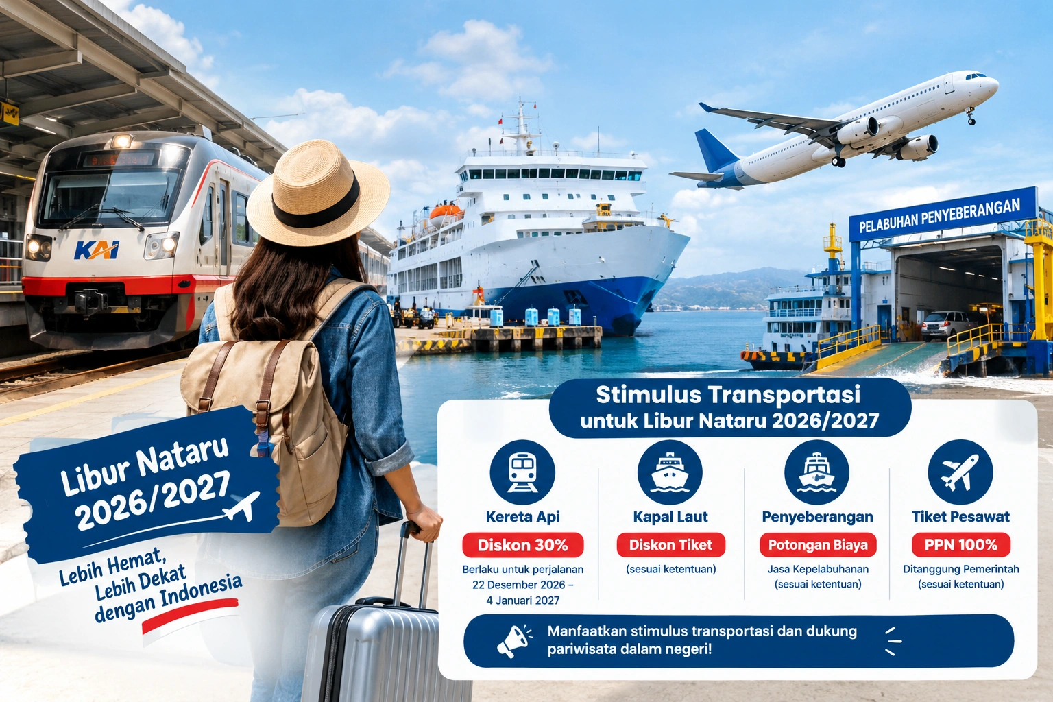 Jelang Libur Natal dan Tahun Baru 2027, Pemerintah Siapkan Diskon Tiket 4 Moda Transportasi