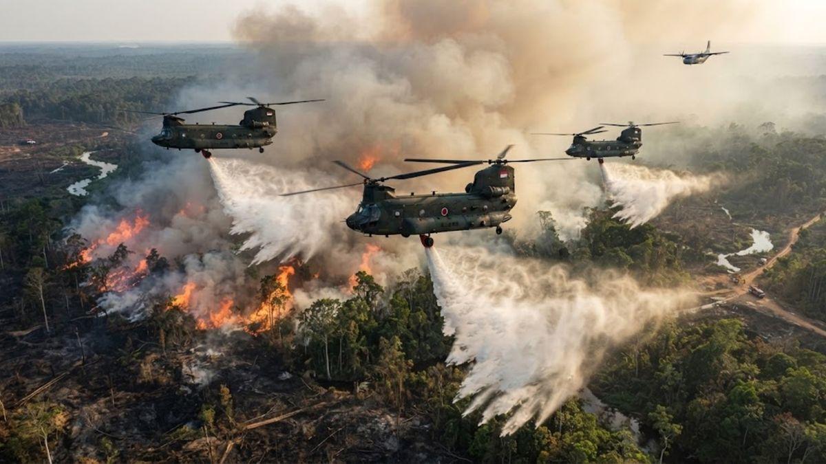 Misi Jepang Padamkan Karhutla di Kalimantan Berakhir, 220 Ton Air Telah Dijatuhkan
